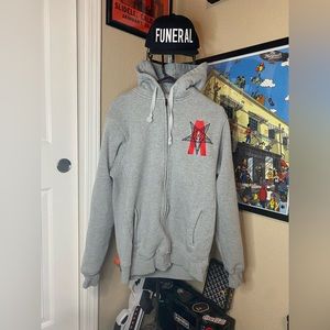 Black scale full zip hoodie. Heavyweight